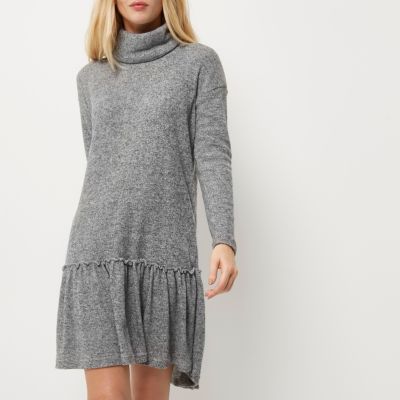 Grey turtleneck smock dress